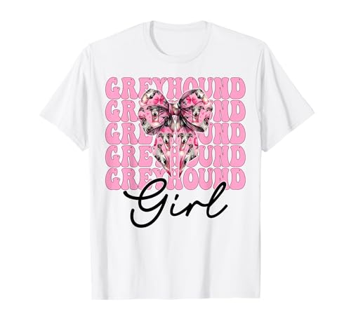 Windhund Mädchen Rosa Kokette Schleife T-Shirt Windhund Mädchen Rosa Kokette Schleife T-Shirt von Womens Pink Coquette Bow Greyhound Dog Gifts