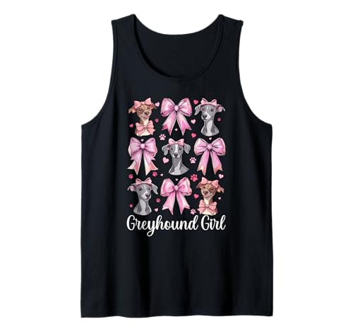 Windhund Mädchen Rosa Kokette Schleife Tank Top Windhund Mädchen Rosa Kokette Schleife Tank Top von Womens Pink Coquette Bow Greyhound Dog Gifts