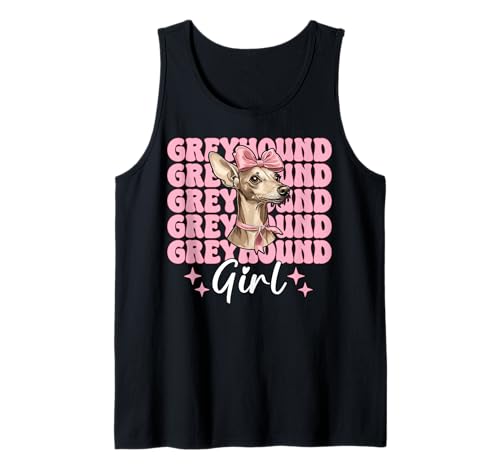 Windhund Mädchen Rosa Kokette Schleife Tank Top Windhund Mädchen Rosa Kokette Schleife Tank Top von Womens Pink Coquette Bow Greyhound Dog Gifts