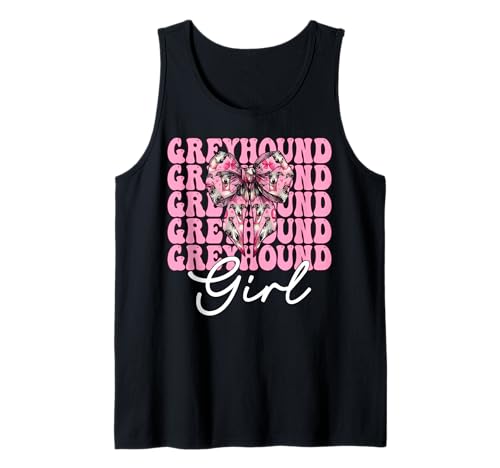 Windhund Mädchen Rosa Kokette Schleife Tank Top Windhund Mädchen Rosa Kokette Schleife Tank Top von Womens Pink Coquette Bow Greyhound Dog Gifts