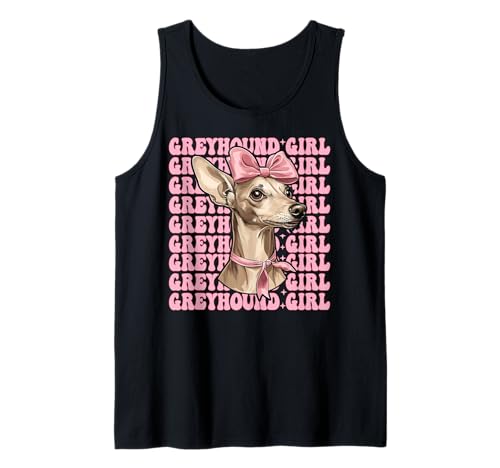 Windhund Mädchen Rosa Kokette Schleife Tank Top Windhund Mädchen Rosa Kokette Schleife Tank Top von Womens Pink Coquette Bow Greyhound Dog Gifts