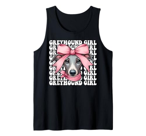 Windhund Mädchen Rosa Kokette Schleife Tank Top Windhund Mädchen Rosa Kokette Schleife Tank Top von Womens Pink Coquette Bow Greyhound Dog Gifts