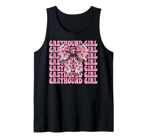 Windhund Mädchen Rosa Kokette Schleife Tank Top Windhund Mädchen Rosa Kokette Schleife Tank Top von Womens Pink Coquette Bow Greyhound Dog Gifts