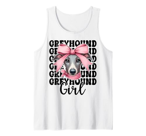 Windhund Mädchen Rosa Kokette Schleife Tank Top Windhund Mädchen Rosa Kokette Schleife Tank Top von Womens Pink Coquette Bow Greyhound Dog Gifts
