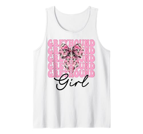 Windhund Mädchen Rosa Kokette Schleife Tank Top Windhund Mädchen Rosa Kokette Schleife Tank Top von Womens Pink Coquette Bow Greyhound Dog Gifts
