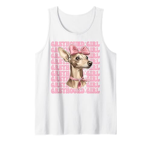 Windhund Mädchen Rosa Kokette Schleife Tank Top Windhund Mädchen Rosa Kokette Schleife Tank Top von Womens Pink Coquette Bow Greyhound Dog Gifts
