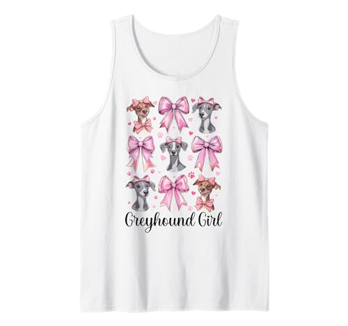 Windhund Mädchen Rosa Kokette Schleife Tank Top Windhund Mädchen Rosa Kokette Schleife Tank Top von Womens Pink Coquette Bow Greyhound Dog Gifts