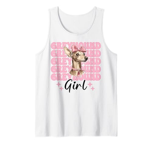 Windhund Mädchen Rosa Kokette Schleife Tank Top Windhund Mädchen Rosa Kokette Schleife Tank Top von Womens Pink Coquette Bow Greyhound Dog Gifts