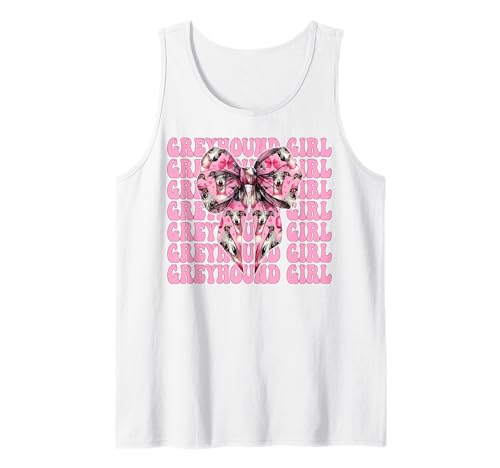 Windhund Mädchen Rosa Kokette Schleife Tank Top Windhund Mädchen Rosa Kokette Schleife Tank Top von Womens Pink Coquette Bow Greyhound Dog Gifts