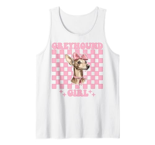 Windhund Mädchen Rosa Kokette Schleife Tank Top Windhund Mädchen Rosa Kokette Schleife Tank Top von Womens Pink Coquette Bow Greyhound Dog Gifts