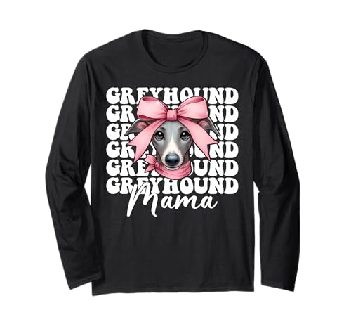 Windhund Mama Mama Hund Muttertag Kokette Schleife Langarmshirt von Womens Pink Coquette Bow Greyhound Dog Gifts