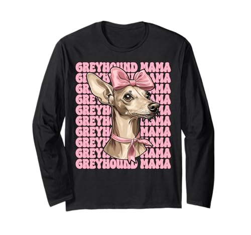Windhund Mama Mama Hund Muttertag Kokette Schleife Langarmshirt von Womens Pink Coquette Bow Greyhound Dog Gifts