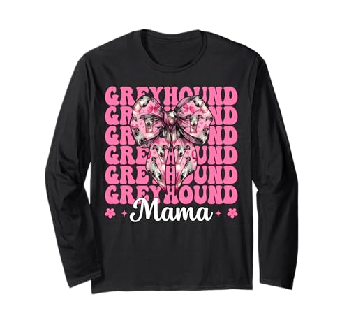 Windhund Mama Mama Hund Muttertag Kokette Schleife Langarmshirt von Womens Pink Coquette Bow Greyhound Dog Gifts