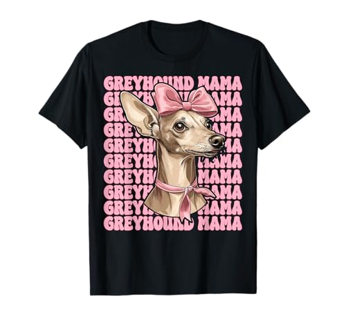Windhund Mama Mama Hund Muttertag Kokette Schleife T-Shirt von Womens Pink Coquette Bow Greyhound Dog Gifts