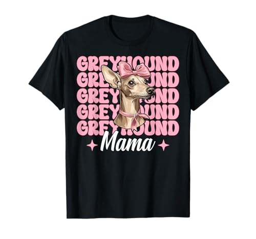 Windhund Mama Mama Hund Muttertag Kokette Schleife T-Shirt von Womens Pink Coquette Bow Greyhound Dog Gifts