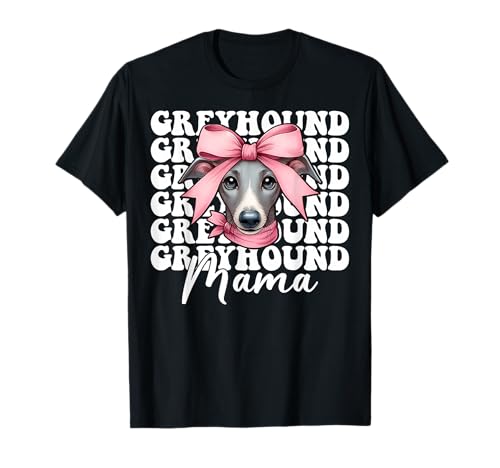 Windhund Mama Mama Hund Muttertag Kokette Schleife T-Shirt von Womens Pink Coquette Bow Greyhound Dog Gifts