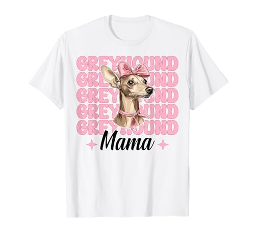 Windhund Mama Mama Hund Muttertag Kokette Schleife T-Shirt von Womens Pink Coquette Bow Greyhound Dog Gifts