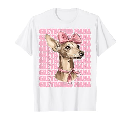 Windhund Mama Mama Hund Muttertag Kokette Schleife T-Shirt von Womens Pink Coquette Bow Greyhound Dog Gifts