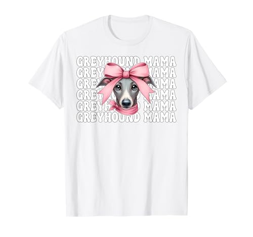Windhund Mama Mama Hund Muttertag Kokette Schleife T-Shirt von Womens Pink Coquette Bow Greyhound Dog Gifts