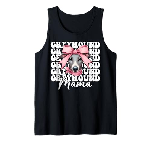 Windhund Mama Mama Hund Muttertag Kokette Schleife Tank Top von Womens Pink Coquette Bow Greyhound Dog Gifts