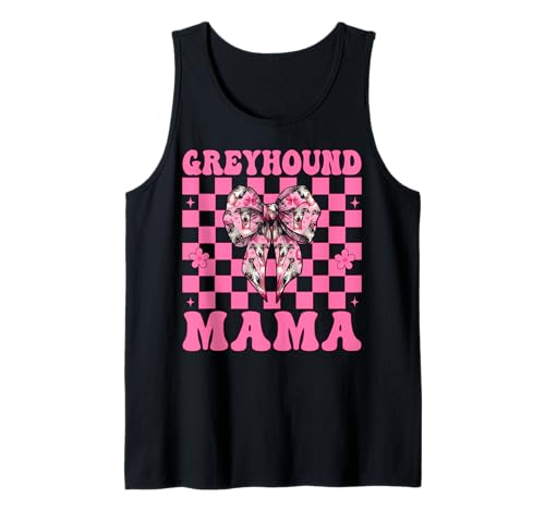Windhund Mama Mama Hund Muttertag Kokette Schleife Tank Top von Womens Pink Coquette Bow Greyhound Dog Gifts
