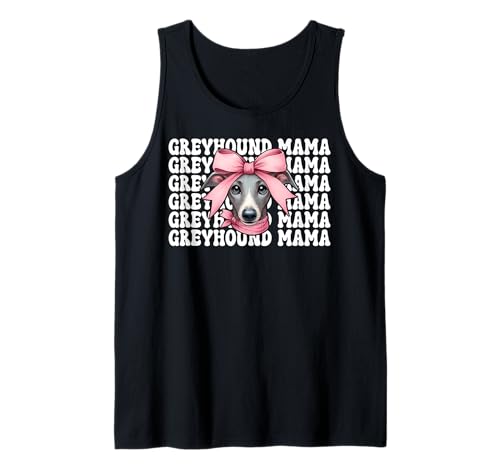 Windhund Mama Mama Hund Muttertag Kokette Schleife Tank Top von Womens Pink Coquette Bow Greyhound Dog Gifts