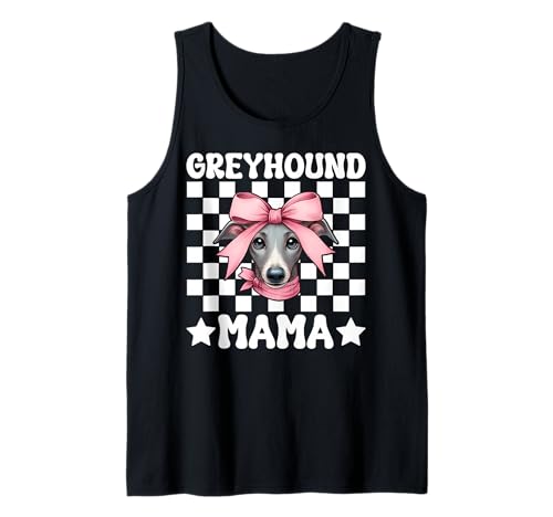 Windhund Mama Mama Hund Muttertag Kokette Schleife Tank Top von Womens Pink Coquette Bow Greyhound Dog Gifts