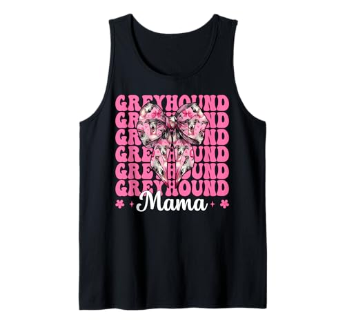 Windhund Mama Mama Hund Muttertag Kokette Schleife Tank Top von Womens Pink Coquette Bow Greyhound Dog Gifts
