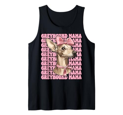 Windhund Mama Mama Hund Muttertag Kokette Schleife Tank Top von Womens Pink Coquette Bow Greyhound Dog Gifts
