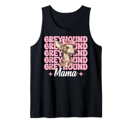Windhund Mama Mama Hund Muttertag Kokette Schleife Tank Top von Womens Pink Coquette Bow Greyhound Dog Gifts