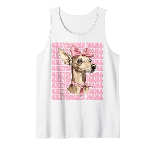 Windhund Mama Mama Hund Muttertag Kokette Schleife Tank Top von Womens Pink Coquette Bow Greyhound Dog Gifts