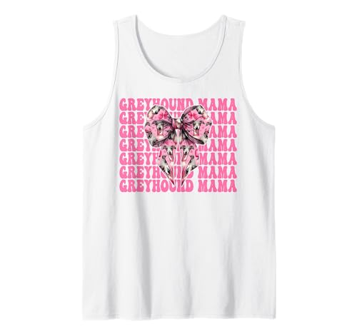 Windhund Mama Mama Hund Muttertag Kokette Schleife Tank Top von Womens Pink Coquette Bow Greyhound Dog Gifts