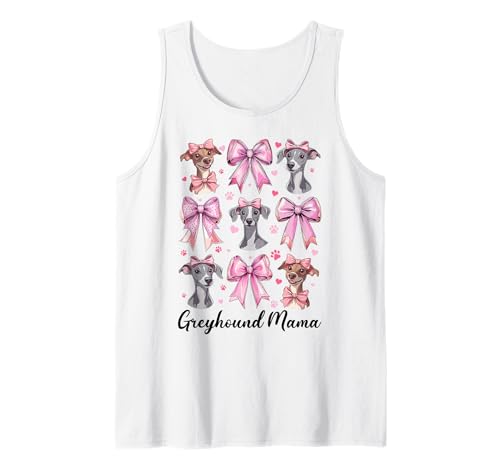 Windhund Mama Mama Hund Muttertag Kokette Schleife Tank Top von Womens Pink Coquette Bow Greyhound Dog Gifts