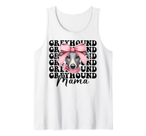 Windhund Mama Mama Hund Muttertag Kokette Schleife Tank Top von Womens Pink Coquette Bow Greyhound Dog Gifts