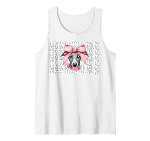 Windhund Mama Mama Hund Muttertag Kokette Schleife Tank Top von Womens Pink Coquette Bow Greyhound Dog Gifts