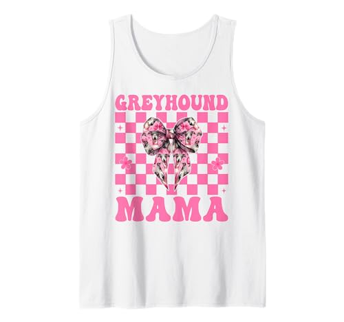 Windhund Mama Mama Hund Muttertag Kokette Schleife Tank Top von Womens Pink Coquette Bow Greyhound Dog Gifts