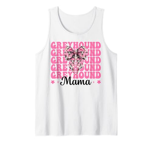Windhund Mama Mama Hund Muttertag Kokette Schleife Tank Top von Womens Pink Coquette Bow Greyhound Dog Gifts