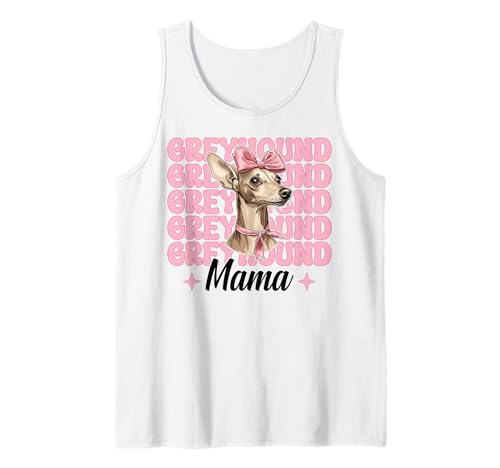 Windhund Mama Mama Hund Muttertag Kokette Schleife Tank Top von Womens Pink Coquette Bow Greyhound Dog Gifts