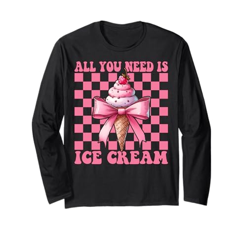 Alles was du brauchst ist Ice Cream Cone Girl Mom Pink Coquette Bow Langarmshirt von Womens Pink Coquette Bow Ice Cream Cone Gifts