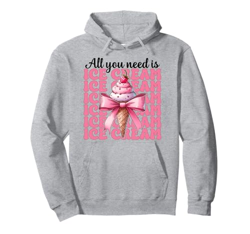 Alles was du brauchst ist Ice Cream Cone Girl Mom Pink Coquette Bow Pullover Hoodie von Womens Pink Coquette Bow Ice Cream Cone Gifts