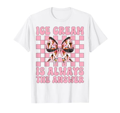 Eiscreme ist Immer die Antwort Cone Girl Mama Pink Coquette T-Shirt von Womens Pink Coquette Bow Ice Cream Cone Gifts