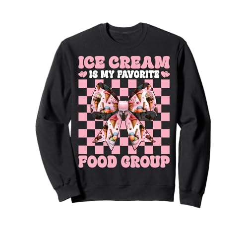 Eiscreme ist Meine Lieblingsspeisegruppe Cone Girl Mom Coquette Sweatshirt von Womens Pink Coquette Bow Ice Cream Cone Gifts