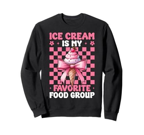 Eiscreme ist Meine Lieblingsspeisegruppe Cone Girl Mom Coquette Sweatshirt von Womens Pink Coquette Bow Ice Cream Cone Gifts