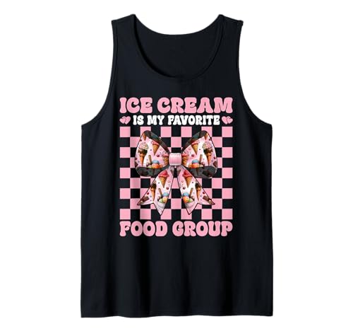 Eiscreme ist Meine Lieblingsspeisegruppe Cone Girl Mom Coquette Tank Top von Womens Pink Coquette Bow Ice Cream Cone Gifts