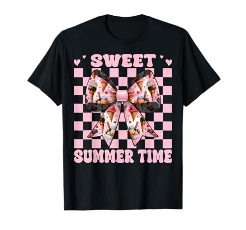 Eistüte Mädchen Mama Rosa Kokette Schleife Sweet Summer Time T-Shirt von Womens Pink Coquette Bow Ice Cream Cone Gifts