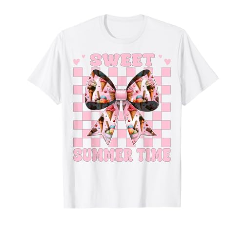 Eistüte Mädchen Mama Rosa Kokette Schleife Sweet Summer Time T-Shirt von Womens Pink Coquette Bow Ice Cream Cone Gifts