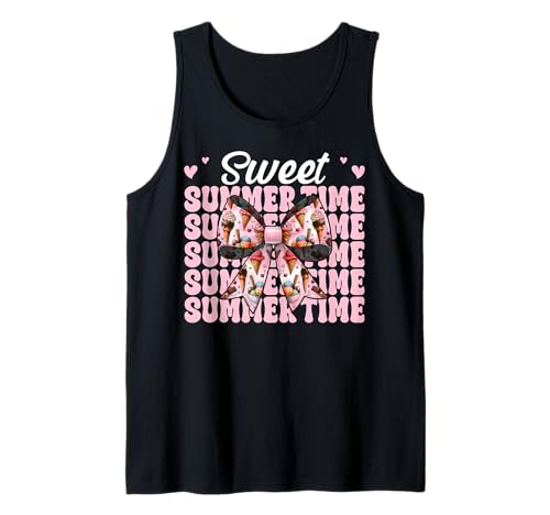 Eistüte Mädchen Mama Rosa Kokette Schleife Sweet Summer Time Tank Top von Womens Pink Coquette Bow Ice Cream Cone Gifts