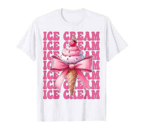 Eistüte Mädchen Mama Rosa Kokette Schleife T-Shirt von Womens Pink Coquette Bow Ice Cream Cone Gifts