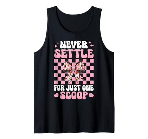 Eiswaffel Girl Coquette Never Settle for Just One Scoop Tank Top von Womens Pink Coquette Bow Ice Cream Cone Gifts