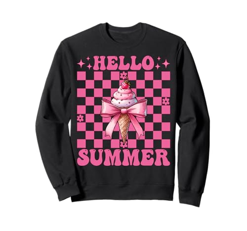 Hello Summer Eistüte Girl Mom Kokette Schleife Sweatshirt von Womens Pink Coquette Bow Ice Cream Cone Gifts